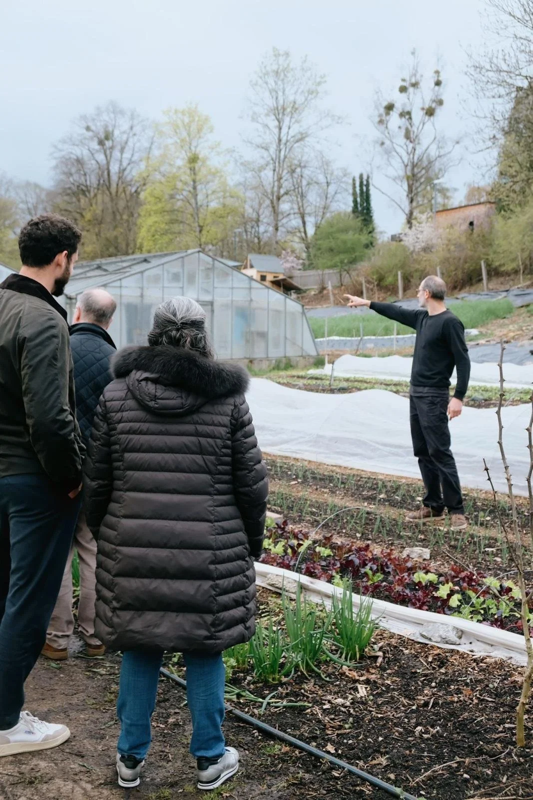 A team walking through a regenerative farm during a Nature Networking retreat
